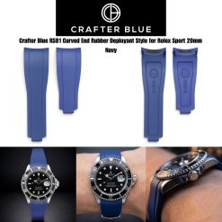 Crafter Blue RS01 Blue Curved End Rubber Deployant Style for Rolex Sport 20mm