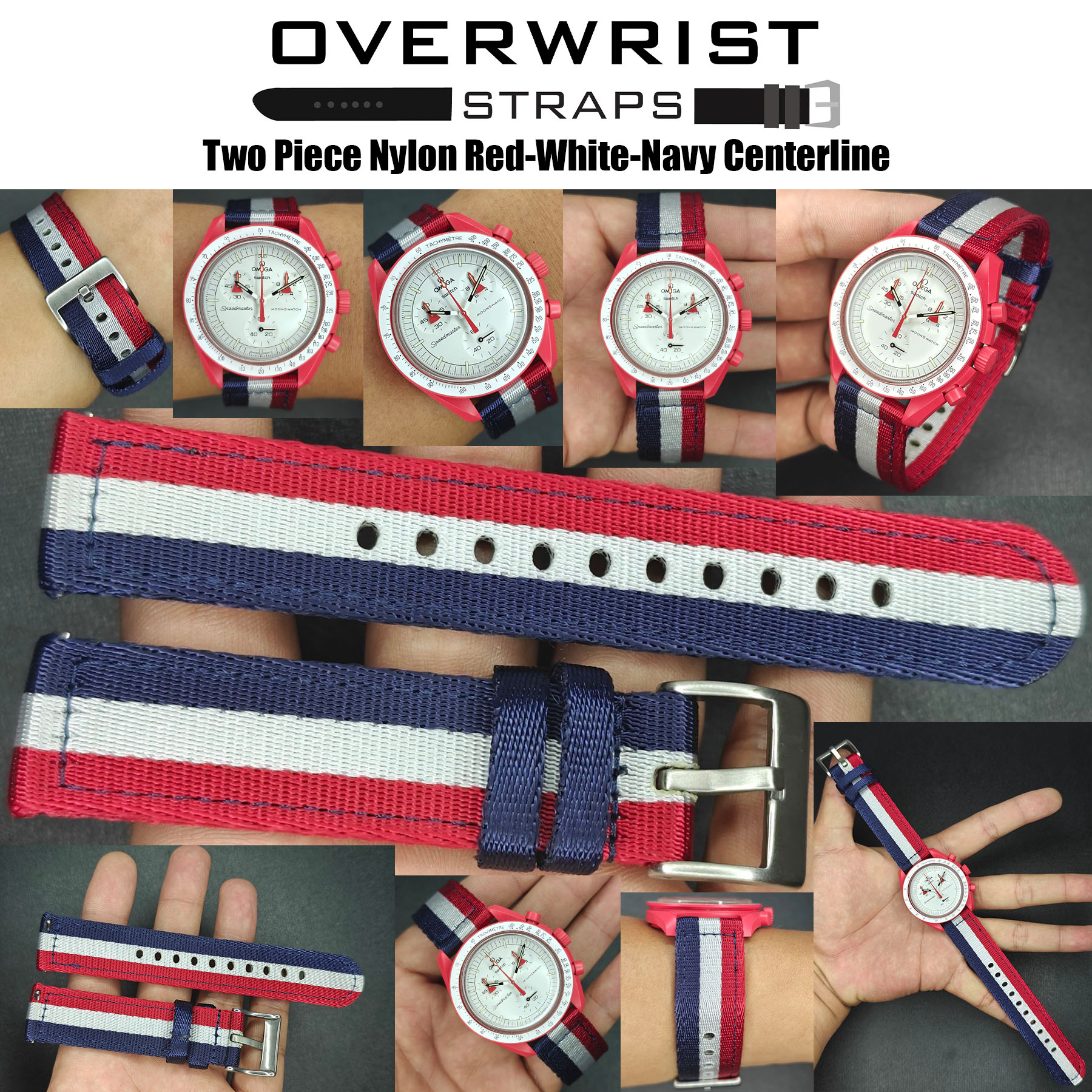 Two Piece Nylon Red-White-Navy Centerline