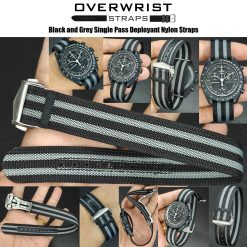 Black and Grey Single Pass Deployant Nylon Straps