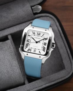 Alternative view of Baby Blue Sailcloth CTS Rubber for Cartier Santos