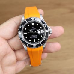 Alternative view of Rubber B Mandarin Orange Curved End Rubber for Submariner 40mm (Non Ceramic) and Ceramic 40mm with Oyster Clasp