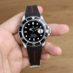 Rubber B VulChromatic® Jet Black/Red Devil Curved End Rubber for Submariner 40mm (Non Ceramic) and Ceramic 40mm with Oyster Clasp - Image 3