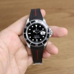 Rubber B VulChromatic® Jet Black/Red Devil Curved End Rubber for Submariner 40mm (Non Ceramic) and Ceramic 40mm with Oyster Clasp - Image 4