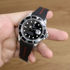 Rubber B VulChromatic® Jet Black/Red Devil Curved End Rubber for Submariner 40mm (Non Ceramic) and Ceramic 40mm with Oyster Clasp - Image 5