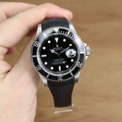Alternative view of Rubber B VulChromatic® Jet Black/ Pacific Blue Curved End Rubber for Submariner 40mm (Non Ceramic) and Ceramic 40mm with Oyster Clasp