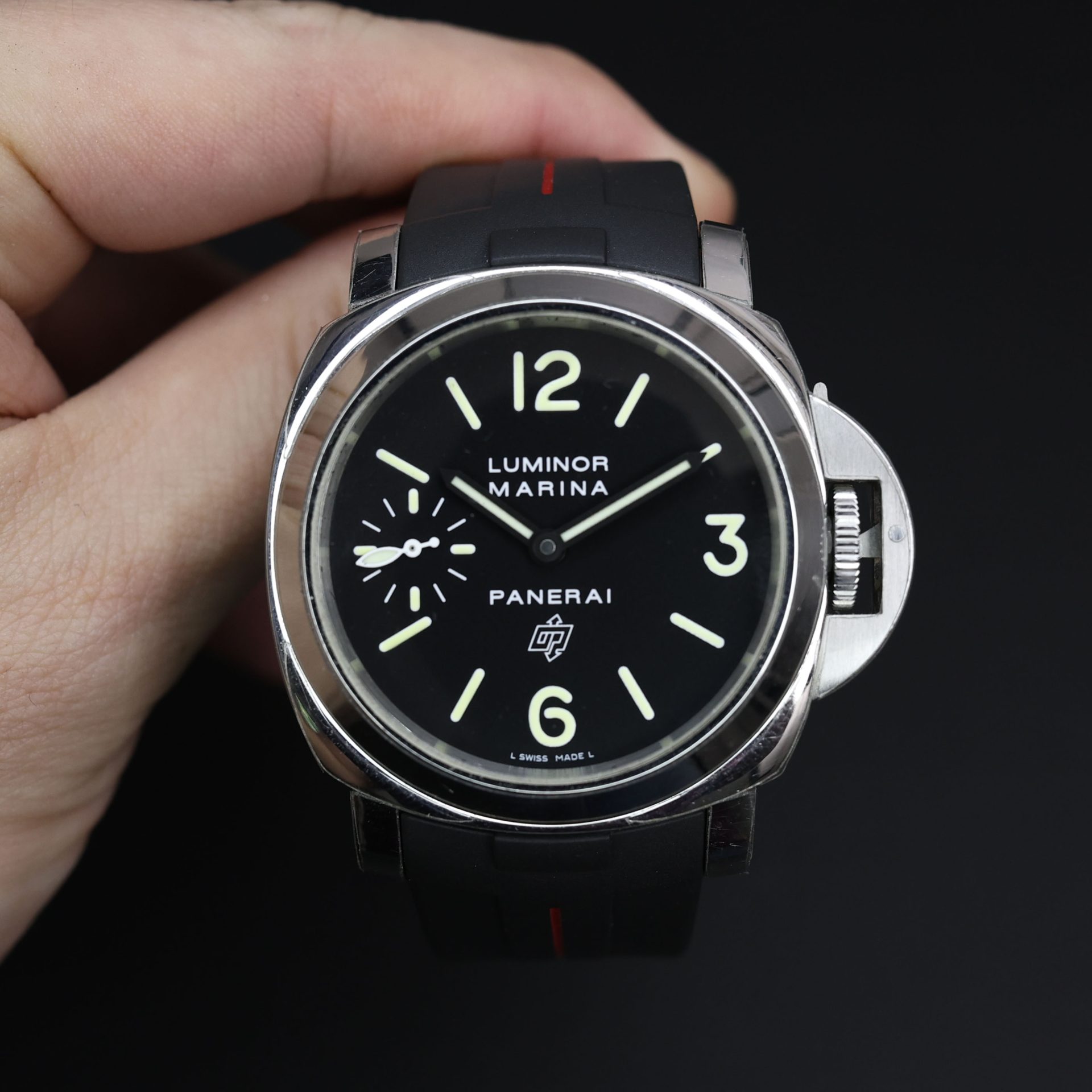 Rubber B VulChromatic® Jet Black / Red Devil Rubber Strap for Panerai Luminor 44mm - Image 2