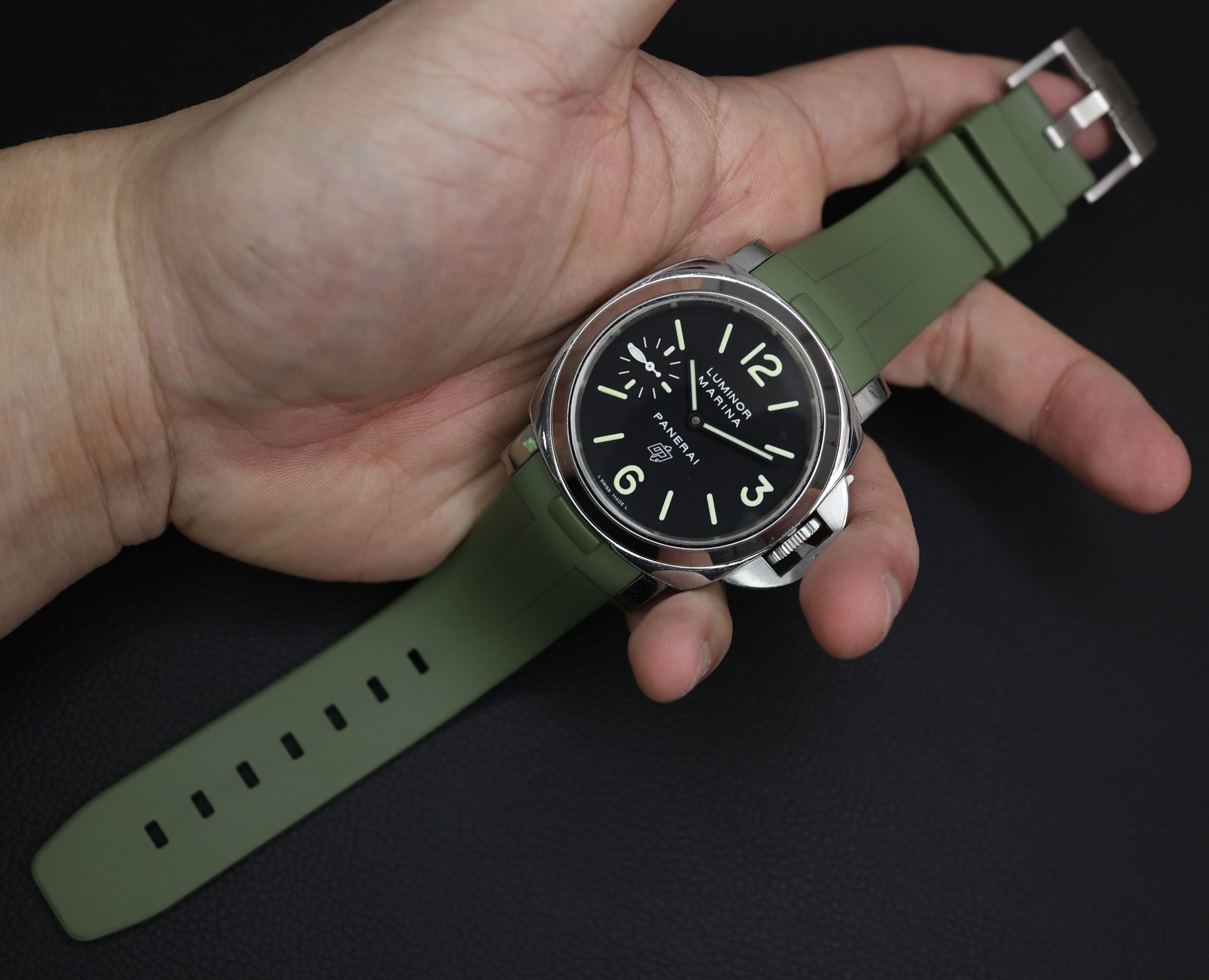 Rubber B Military Green Rubber Strap for Panerai Luminor 44mm - Image 2