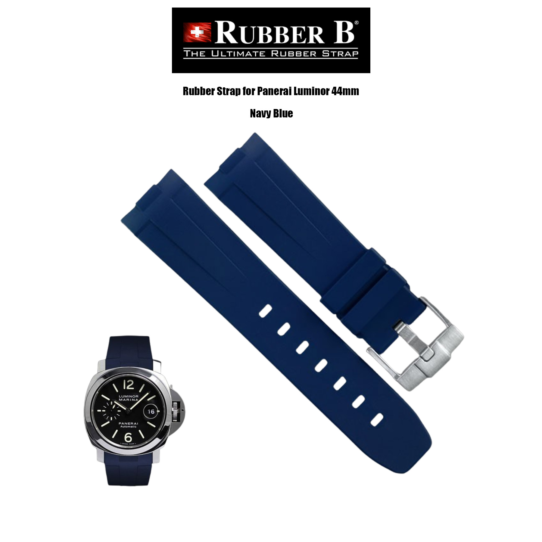 Rubber B Navy Blue Rubber Strap for Panerai Luminor 44mm