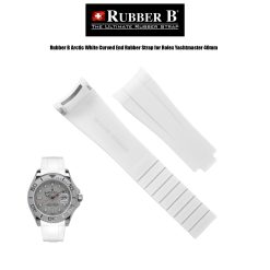 Rubber B Arctic White Curved End Rubber Strap for Rolex Yachtmaster 40mm