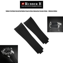 Rubber B Jet Black Curved End Rubber Strap for Rolex Submariner Ceramic 40mm - Glidelock Edition