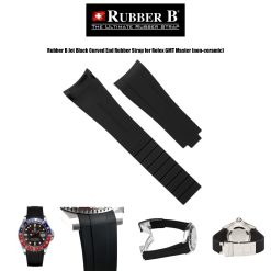 Rubber B Jet Black Curved End Rubber Strap for Rolex GMT Master (non-ceramic)