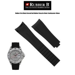 Rubber B Jet Black Curved End Rubber Strap for Rolex Yachtmaster 40mm