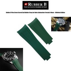 Rubber B Pine Green Curved End Rubber Strap for Rolex Submariner Ceramic 40mm - Glidelock Edition