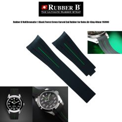 Rubber B VulChromatic® Jet Black/Forest Green Curved End Rubber for Rolex Air-King 40mm 116900