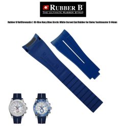 Rubber B VulChromatic® Hi-Rise Navy Blue/Arctic White Curved End Rubber for Rolex Yachtmaster II 44mm