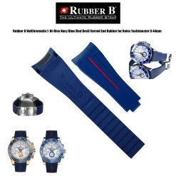 Rubber B VulChromatic® Hi-Rise Navy Blue/Red Devil Curved End Rubber for Rolex Yachtmaster II 44mm