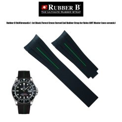 Rubber B VulChromatic® Jet Black/Forest Green Curved End Rubber Strap for Rolex GMT Master (non-ceramic)
