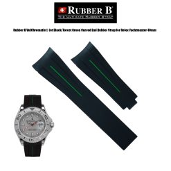Rubber B VulChromatic® Jet Black/Forest Green Curved End Rubber Strap for Rolex Yachtmaster 40mm