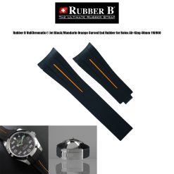 Rubber B VulChromatic® Jet Black/Mandarin Orange Curved End Rubber for Rolex Air-King 40mm 116900
