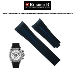 Rubber B VulChromatic® Jet Black/Pacific Blue Curved End Rubber for Rolex Daytona on Oyster Bracelet (Pre2023)