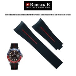 Rubber B VulChromatic® Jet Black/Red Devil Curved End Rubber Strap for Rolex GMT Master (non-ceramic)