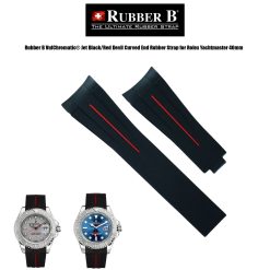 Rubber B VulChromatic® Jet Black/Red Devil Curved End Rubber Strap for Rolex Yachtmaster 40mm