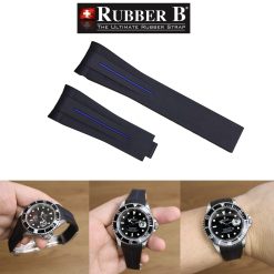 Rubber B VulChromatic® Jet Black/ Pacific Blue Curved End Rubber for Submariner 40mm (Non Ceramic) and Ceramic 40mm with Oyster Clasp