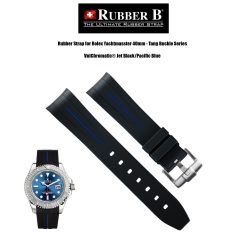 Rubber B VulChromatic® Black/Pacific Blue Rubber Strap for Rolex Yachtmaster 40mm Tang Buckle