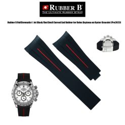 Rubber B VulChromatic® Jet Black/Red Devil Curved End Rubber for Rolex Daytona on Oyster Bracelet (Pre2023)
