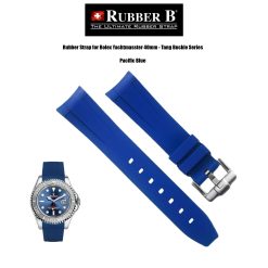 Rubber B Pacific Blue Rubber Strap for Rolex Yachtmaster 40mm Tang Buckle