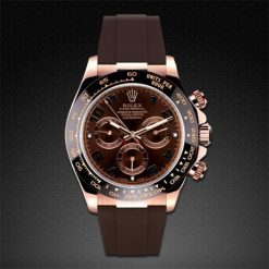 Alternative view of Rubber B Espresso Brown Curved End Rubber Strap for Daytona on Strap
