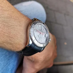 Alternative view of Rubber B Jet Black Curved End Rubber Strap for Rolex Yachtmaster 40mm