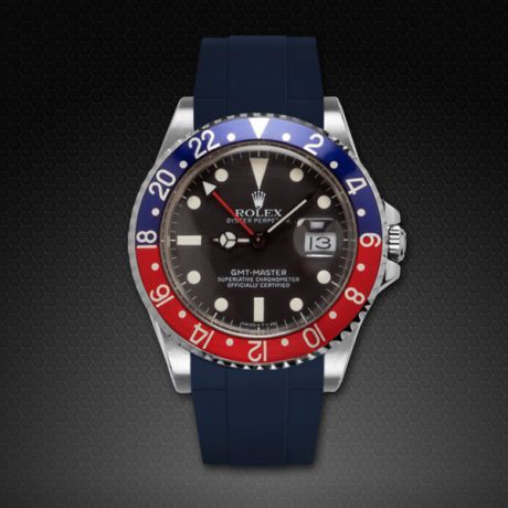 Rubber B Navy Blue Curved End Rubber Strap for Rolex GMT Master (non-ceramic) - Image 2