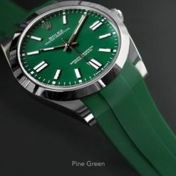 Alternative view of Rubber B Pine Green Curved End Rubber for Rolex Oyster Perpetual 41mm