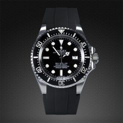 Alternative view of Rubber B Jet Black Curved End Rubber Strap for Rolex Deepsea 116660 - Flared Glidelock Edition