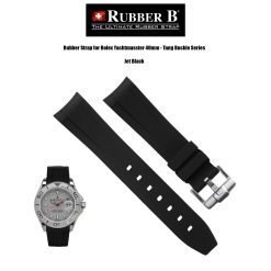 Rubber B Jet Black Rubber Strap for Rolex Yachtmaster 40mm Tang Buckle