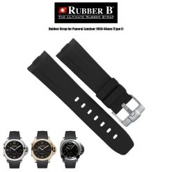Rubber B Jet Black Rubber Strap for Panerai Luminor 1950 44mm (Type I)