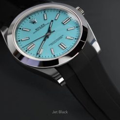 Alternative view of Rubber B Jet Black Curved End Rubber for Rolex Oyster Perpetual 41mm