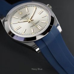 Alternative view of Rubber B Navy Blue Curved End Rubber for Rolex Oyster Perpetual 41mm