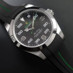 Rubber B VulChromatic® Jet Black/Forest Green Curved End Rubber for Rolex Air-King 40mm 116900 - Image 3