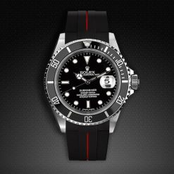 Rubber B VulChromatic® Jet Black/Red Devil Curved End Rubber for Submariner 40mm (Non Ceramic) and Ceramic 40mm with Oyster Clasp - Image 11