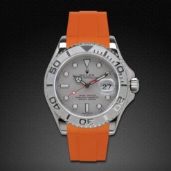 Alternative view of Rubber B Mandarin Orange Curved End Rubber Strap for Rolex Yachtmaster 40mm