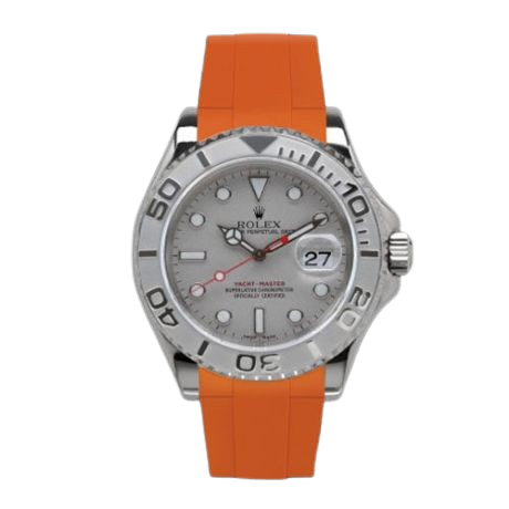 Rubber B Mandarin Orange Rubber Strap for Rolex Yachtmaster 40mm Tang Buckle - Image 2