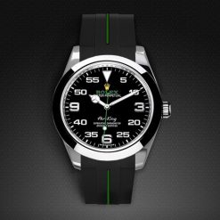 Alternative view of Rubber B VulChromatic® Jet Black/Forest Green Curved End Rubber for Rolex Air-King 40mm 116900