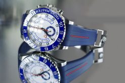 Rubber B VulChromatic® Hi-Rise Navy Blue/Red Devil Curved End Rubber for Rolex Yachtmaster II 44mm - Image 3