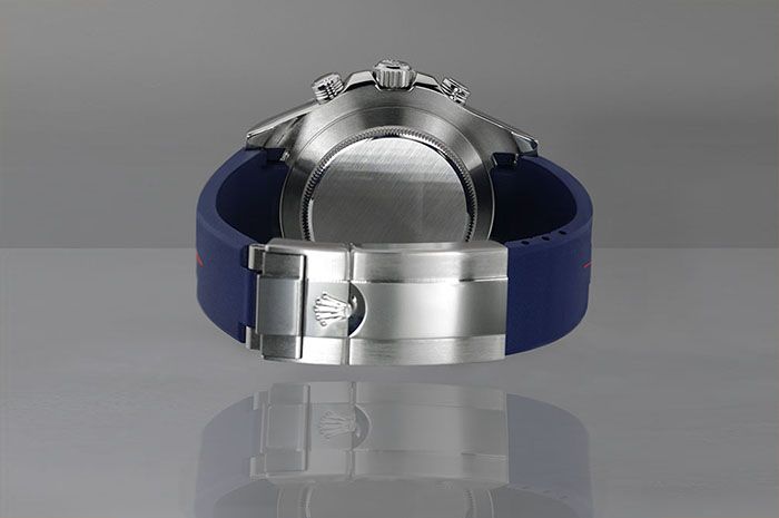 Rubber B VulChromatic® Hi-Rise Navy Blue/Red Devil Curved End Rubber for Rolex Yachtmaster II 44mm - Image 6