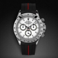 Alternative view of Rubber B VulChromatic® Jet Black/Red Devil Curved End Rubber for Rolex Daytona on Oyster Bracelet (Pre2023)