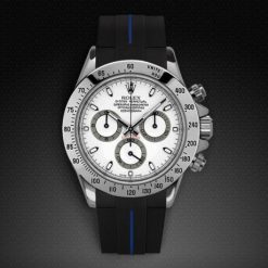 Alternative view of Rubber B VulChromatic® Jet Black/Pacific Blue Curved End Rubber for Rolex Daytona on Oyster Bracelet (Pre2023)