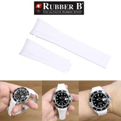 Rubber B Arctic White Curved End Rubber for Submariner 40mm (Non Ceramic) and Ceramic 40mm with Oyster Clasp