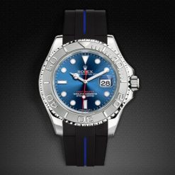 Alternative view of Rubber B VulChromatic® Black/Pacific Blue Rubber Strap for Rolex Yachtmaster 40mm Tang Buckle